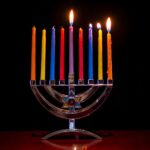 lighted candles on stainless steel candle holder